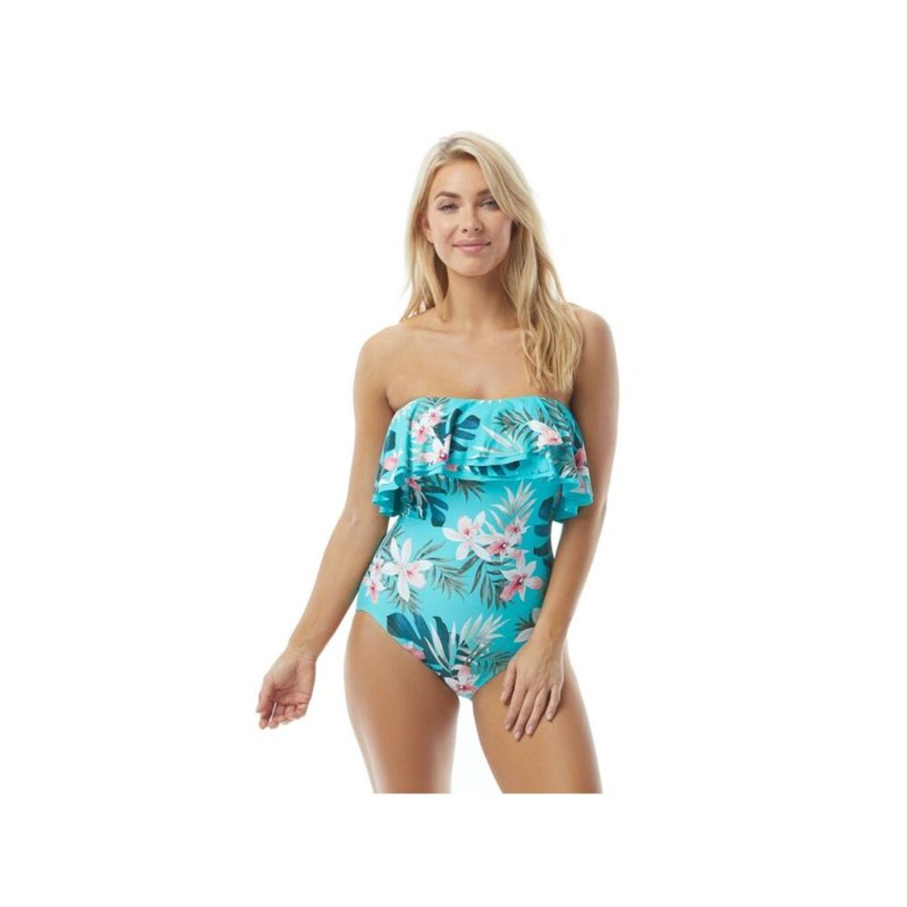 CONTOURS Women's Turquoise Bandeau One Piece Swimsuit 16 40C